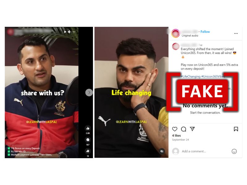 Fact Check: Video Of Virat Kohli Edited Using Deepfake Audio To Promote Illegal Betting Site