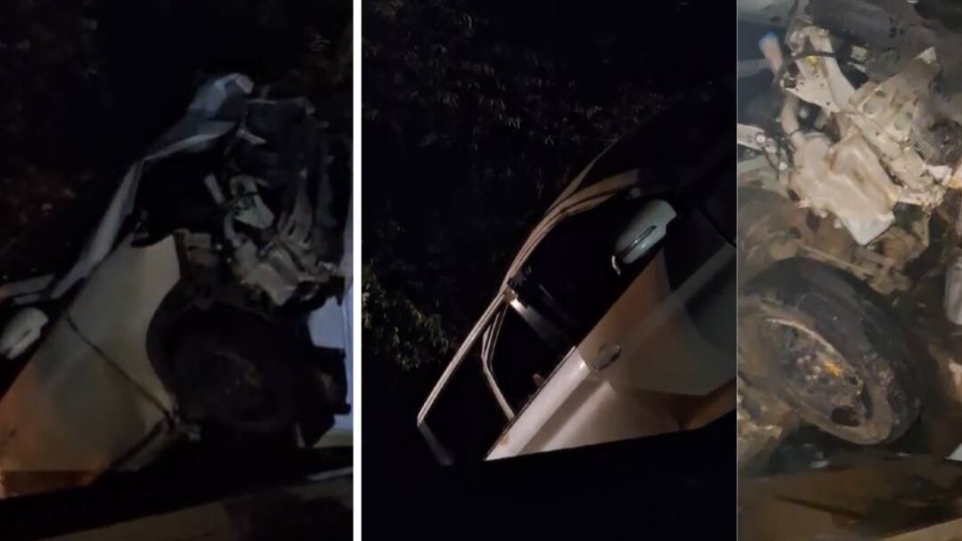 Mumbai Nashik Highway Accident container break fail rams into car 3 people injured Nashik Accident: कसारा घाटात कंटेनरचा ब्रेक फेल झाल्याने भीषण अपघात, कारचा चुराडा, पत्रा कापून जखमींना बाहेर काढलं
