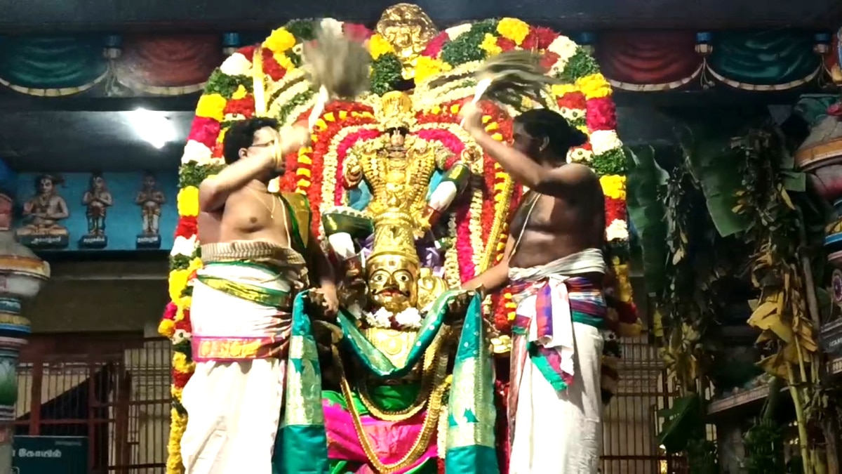 பக்தர்களுக்கு தங்க கருட வாகனத்தில் காட்சி அளித்த  திருவெள்ளக்குளம் அண்ணன் பெருமாள்