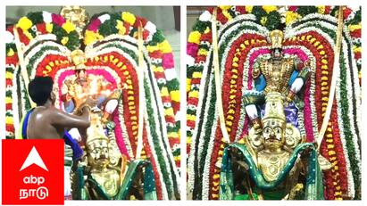 Mayiladuthurai  annan perumal temple kardasevai uchavam festival - TNN பக்தர்களுக்கு தங்க கருட வாகனத்தில் காட்சி அளித்த  திருவெள்ளக்குளம் அண்ணன் பெருமாள்