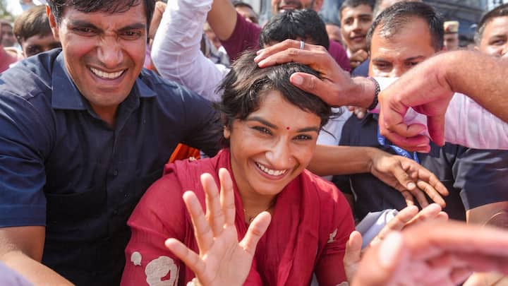 After the end of counting, Vinesh Phogat emerged victorious from Haryana's Julana by a margin of 6015 votes.