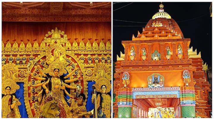 In the vibrant Gariahat area of Kolkata, an iconic Durga Puja celebration unfolds each year, captivating visitors with its elaborate traditional decor and artistic brilliance.