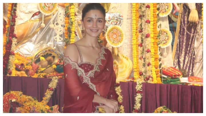 Alia Bhatt visited Durga Puja pandal with her sister Shaheen on the day of the release of her highly anticipated film Jigra.