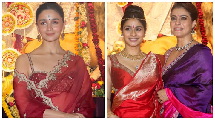 In the midst of the Navratri celebration, many celebs visited Rani Mukerji and Kajol's Durga Puja celebration. Take a look.