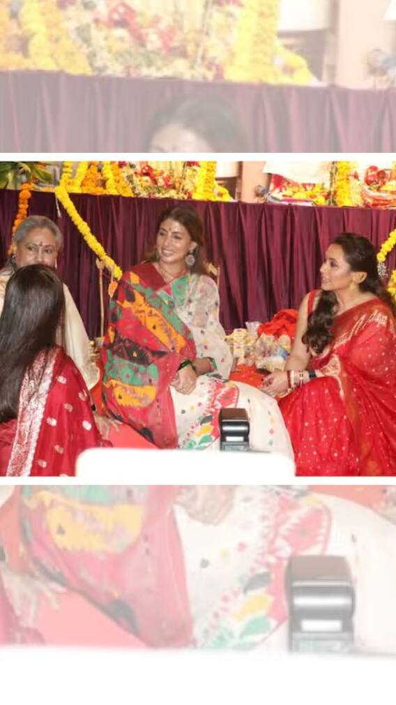 পুজোমণ্ডপে জমজমাট আড্ডা রানি-জয়া-শ্বেতার, ধারেকাছেও দেখা গেল না ঐশ্বর্যাকে