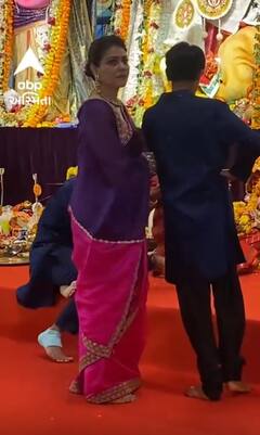 Kajol | Ajay Devgn | સહ પરિવાર સાથે કાજોલે દુર્ગા સામે ઝુકાવ્યુ શીશ