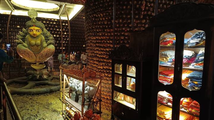 The ambiance of Durga Puja Pndal filled with devotion and celebration, creates a sense of connection to the divine. Visiting the Bosepukur Sitala Mandir during Durga Puja offers a deeply spiritual experience for devotees and visitors alike.  (Image source: Facebook/ Pranit Paul)