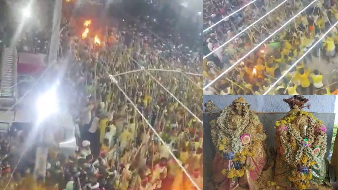 Devaragattu: ఉత్సవమూర్తుల కోసం పోరాటం - దేవరగట్టు కర్రల సమరం, 70 మందికి గాయాలు people injured in devaragattu bunny utsavam in kurnool district Devaragattu: ఉత్సవమూర్తుల కోసం పోరాటం - దేవరగట్టు కర్రల సమరం, 70 మందికి గాయాలు