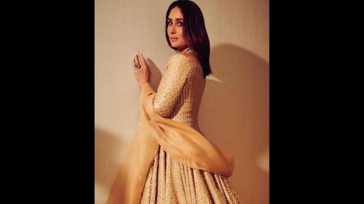 2. Kareena Kapoor: Kareena looks stunning in a classic gold Anarkali outfit with intricate embroidery. Perfect for Diwali, the contemporary design exudes grace and sophistication while maintaining the traditional festive vibe. (Image Source: Instagram/@filmygyan)