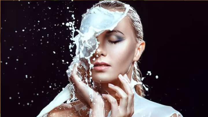 6. Milk: Milk is a cleanser that helps remove dirt and dead skin, leaving skin soft and smooth. Its lactic acid content gently exfoliates, brightens and soothes irritated or dry skin. (Image Source: Pinterest/stylecraze)