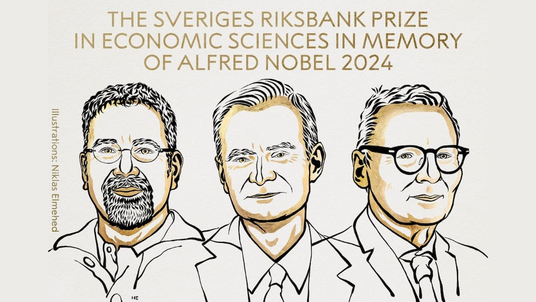 3 Economists Share 2024 Nobel Memorial Prize in Economic Sciences Nobel Memorial Prize in Economic Sciences 2024 Daron Acemoglu, Simon Johnson and James A. Robinson For studies of how institutions are formed affect prosperity 3 Economists Share 2024 Nobel Memorial Prize in Economic Sciences