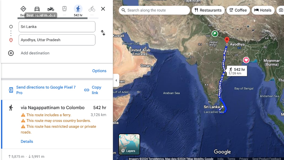 Google Maps 'Shows' Lord Rama Could've Completed Sri Lanka-Ayodhya Journey In 21 Days. Here's Why You Might Not Be Able To Do The Same