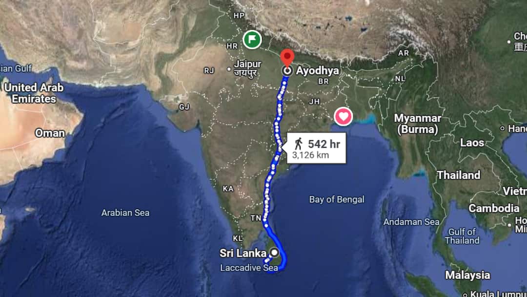 Google Maps Lord Rama Ram Sri Lanka Ayodhya Journey 21 Days Diwali True False Twitter X Diwali Dussehra Google Maps 'Shows' Lord Rama Could've Completed Sri Lanka-Ayodhya Journey In 21 Days. Here's Why You Might Not Be Able To Do The Same