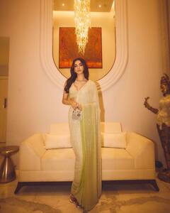 Khushi Kapoor Gives Perfect Diwali Party Inspiration In Pastel Sequins Saree; See