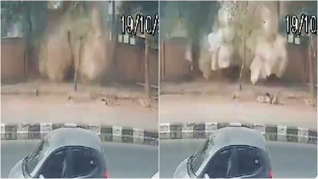 Delhi Blast CCTV Footage Shows Moment Of Explosion Near CRPF School In Rohini School Blast Delhi Blast: CCTV Footage Captures Moment Of Explosion Tearing Through CRPF School Wall In Rohini