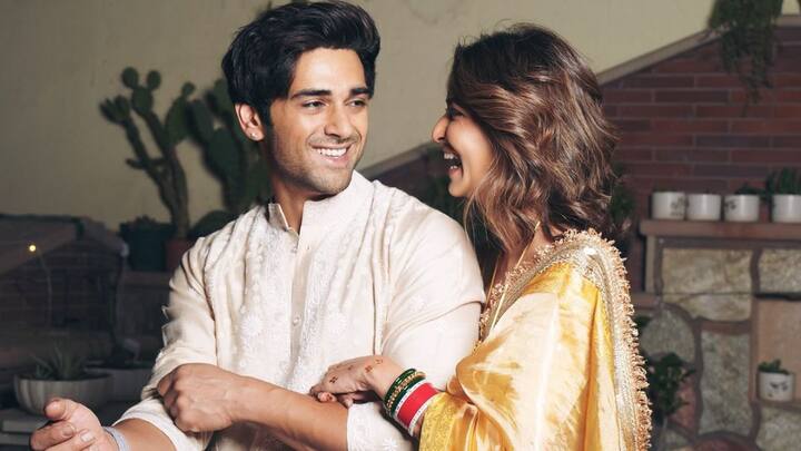 Kriti Kharbanda celebrated her first Karwa Chauth in a stunning golden yellow saree. She achieved a perfect balance with simple makeup and elegant jewellery, including bangles, jhumkas, and a minimal neck piece. (Image source: Instagram/ kriti.kharbanda)