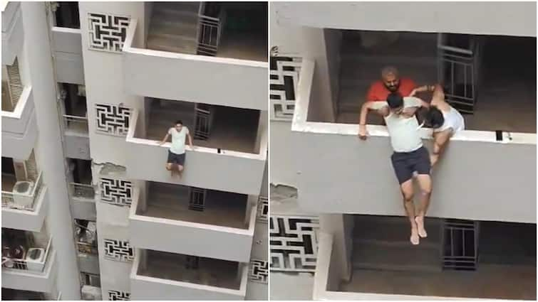 Noida Man's Heart-Stopping Jump Attempt: Viral Video Sparks Outrage