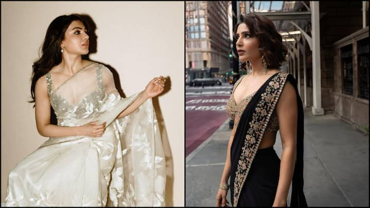 Samantha Prabhu showcases the stunning traditional outfits, offering chic and elegant fashion inspiration for your festive celebrations of Diwali this year.