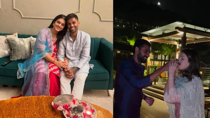 Cricketers Celebrated Karwa Chauth: भारत की टी20 टीम के कप्तान सूर्यकुमार यादव समेत कई अन्य क्रिकेटरों ने करवा चौथ का पर्व खुशी से मनाया.