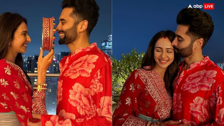 Rakulpreet Karwachauth Celebration: रकुलप्रीत सिंह का शादी के बाद ये पहला करवाचौथ था. जिसके लिए वो सुपर एक्साइटेड थीं. रकुल ने बैक इंजरी के साथ ये दिन सेलिब्रेट किया और फोटोज शेयर की हैं.