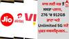 Jio vs Airtel vs VI: ਸਾਲ ਲਈ ਸਭ ਤੋਂ ਸਸਤਾ ਪਲਾਨ, 276 'ਚ 912GB ਡਾਟਾ ਅਤੇ Unlimited 5G ਸਣੇ ਮੁਫਤ ਸਬਸਕ੍ਰਿਪਸ਼ਨ...