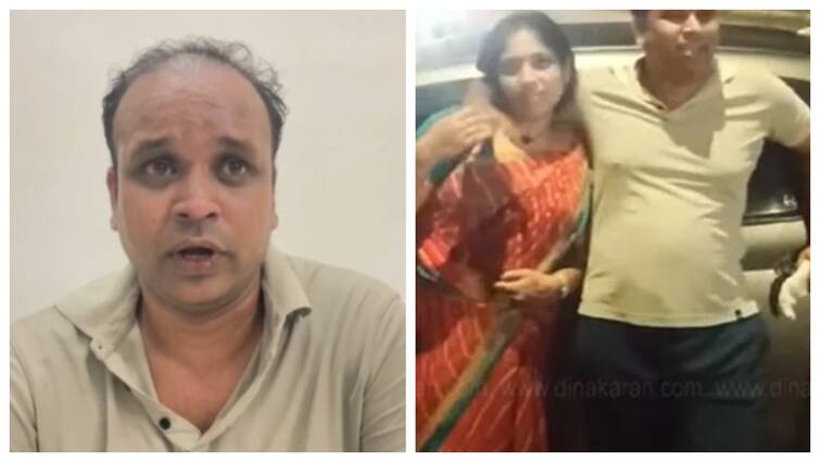 Chandramohan along with a woman who abuses Chennai police in Marina Beach apologises 
