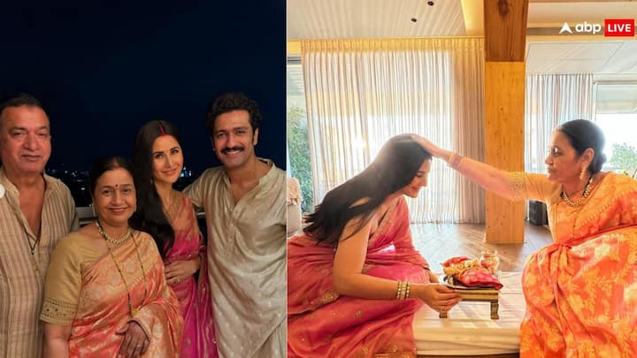 Katrina Kaif Karwa Chauth: कैटरीना कैफ ने करवा चौथ का अपना लुक फैंस के साथ शेयर कर दिया है. एक्ट्रेस साड़ी में बेहद खूबसूरत नजर आईं. उनकी तस्वीरें सोशल मीडिया पर वायरल हैं.