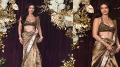 Diwali 2024: ગોલ્ડન સાડી, ડીપ નેક બ્લાઉઝ પહેરી દિવાળી પાર્ટીમાં પહોંચી દિશા પટણી