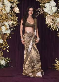 Diwali 2024: ગોલ્ડન સાડી, ડીપ નેક બ્લાઉઝ પહેરી દિવાળી પાર્ટીમાં પહોંચી દિશા પટણી