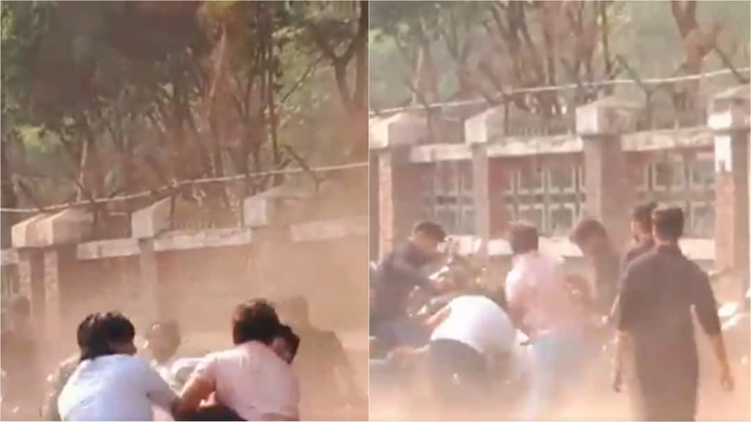 Noida University Clash Students Sticks Rods Viral Video Clash Breaks At Noida University, Students Use Sticks & Rods To Attack Each Other — Watch