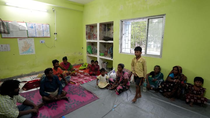 People at a relief camp at Digha after the landfall of Cyclone Dana, in Purba Medinipur district, West Bengal. (Photo: PTI)