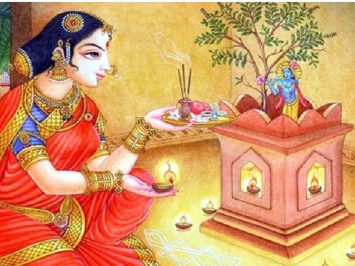 On the day of Rama Ekadashi, wedding material should be offered to Mother Tulsi, this brings blessings of infinite happiness and unbroken good fortune in married life.