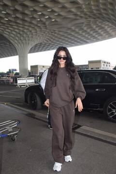 Disha Patani Elevates Airport Style With Chic And Comfy Brown Sweatshirt Set, PICS