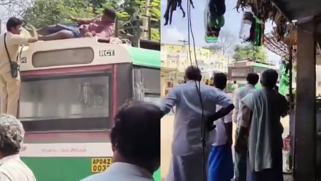 drinker man slept on the rtc bus in kadapa district video gone viral Viral News: ఫుల్లుగా మద్యం సేవించాడు - బస్సెక్కి నిద్రపోయాడు, కండక్టర్ ఏం చేశారంటే?