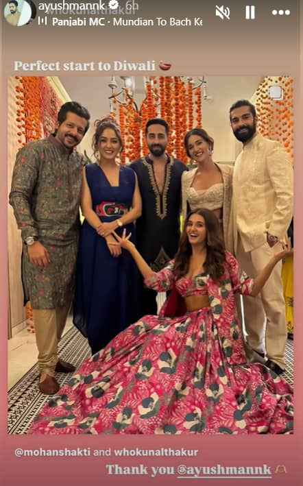 Neeti Mohan also attended Ayushmann Khurrana's Diwali party with her husband and sisters.