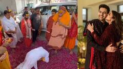 परीचा पती, शं‍कराचार्यांच्या चरणी; राघव चड्ढा अन् परिणी चोप्राकडून अविमुक्तेश्वरानंदांचे स्वागत