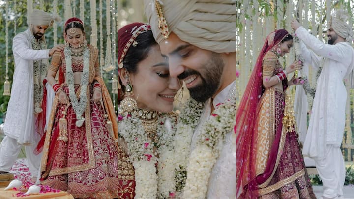 Surbhi Jyoti Sumit Suri Wedding Pics: मेहंदी और हल्दी सेरेमनी के बाद अब सुरभि ज्योति की शादी की तस्वीरें भी सामने आ गई हैं. जिसमें एक्ट्रेस लाल जोड़ा पहन दुल्हन बनी नजर आई.