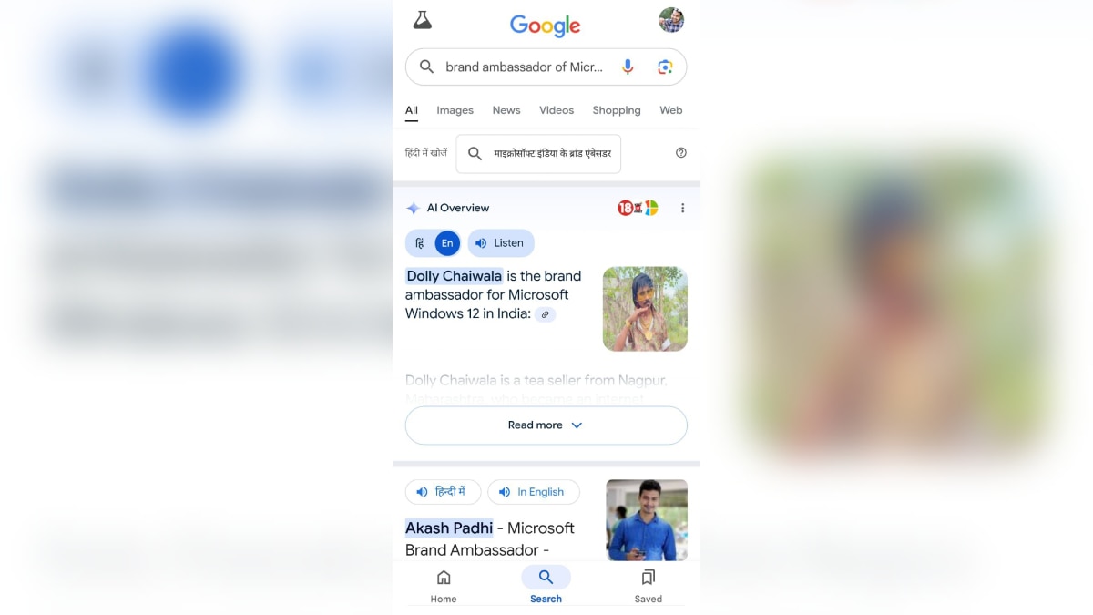 Dolly Chaiwala Is Microsoft's Brand Ambassador? Why Google AI Overview Is Throwing Up Such A Result