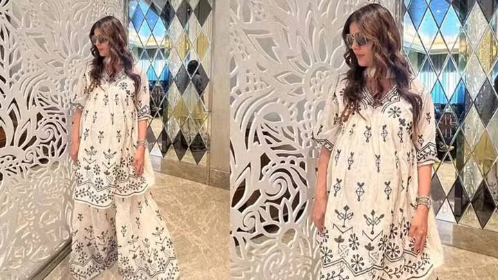 रुबिना दिलाकचा फर्स्ट लूक - जर तुमच्याकडे या प्रकारचा शरारा सूट असेल तर तो पूजेदरम्यान घाला. हा साधा सूट तुम्ही तुमच्या स्वतःच्या स्टाइलने आणखी सुंदर बनवू शकता. जर तुम्हाला वेगळी हेअरस्टाईल करायची असेल तर केसांना सॉफ्ट कर्ल करा.