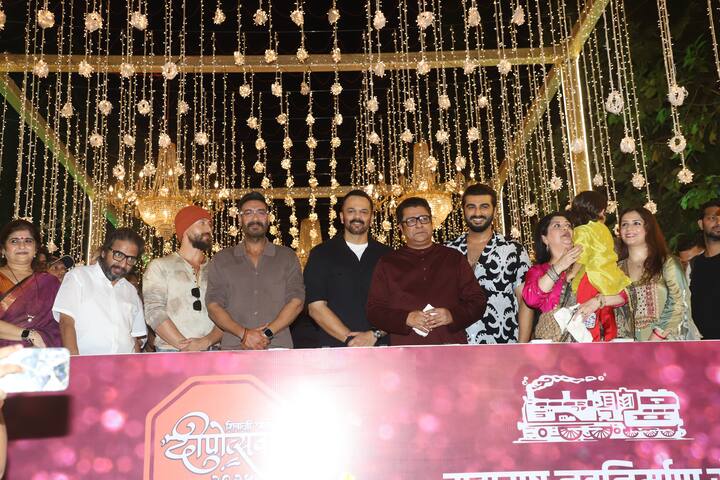 सोशल मीडिया पर सामने आई इन तस्वीरों में अजय देवगन ब्राउन कलर की शर्ट में और रोहित शेट्टी ऑल ब्लैक लुक में दिखे.