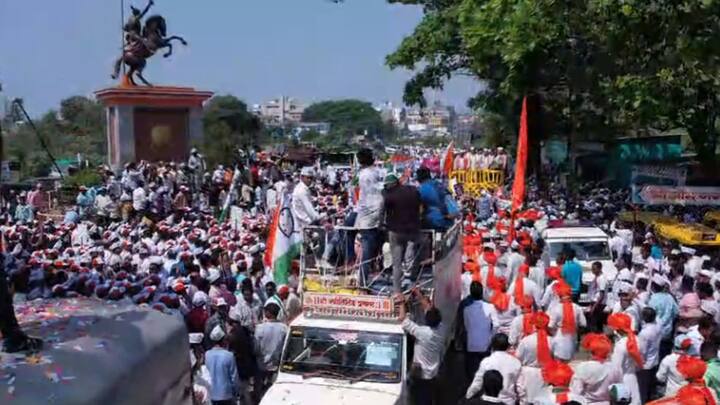 कागलमध्ये मुश्रीफ यांच्या समर्थकांनी मोठी गर्दी केली होती.