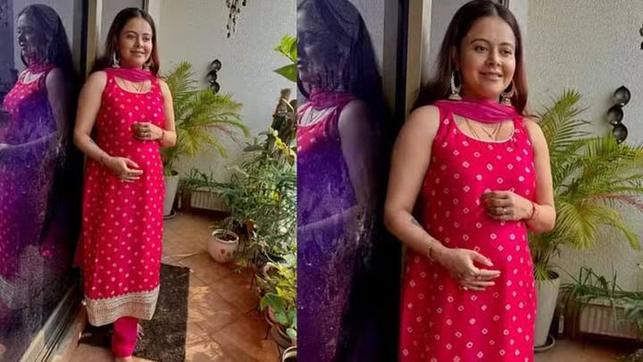 देवोलीना भट्टाचार्जीचा दुसरा लूक - जर तुम्हाला काही हलके कपडे घालायचे असतील तर असा गुलाबी सूट तुम्हाला सुंदर लुक देईल. या प्रकारचा सूट सुंदर दिसतो. त्याचा रंगही खूप सुंदर आहे, जो पूजेच्या वेळी सुंदर दिसेल.