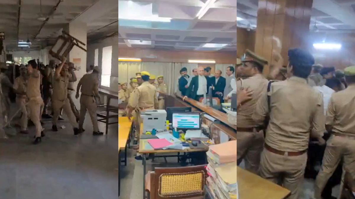 गाजियाबाद : जिला कोर्ट में जज के साथ बदतमीजी करने पर पुलिस ने वकीलों पर किया लाठीचार्ज