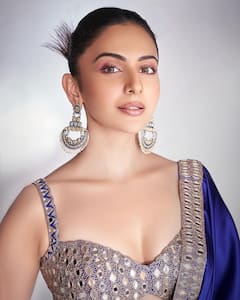 Rakul Preet Serves Diwali Look In Blue-Silver Saree Looking Her Elegant Best; See Pics