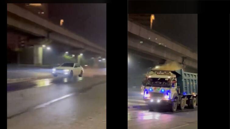 BMW Trucks Go Flying In Air While Passing Over Unmarked Speed Breaker In Gurugram Watch Video: திடீரென அந்தரத்தில் பறந்த பிஎம்டபள்யூ கார், டிரக் - சாலையில் நடந்தது என்ன? வீடியோ வைரல்