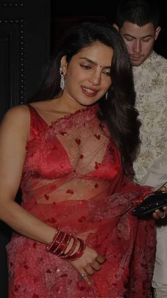 Priyanka Chopra Aces Diwali Look In A Sheer Red Saree