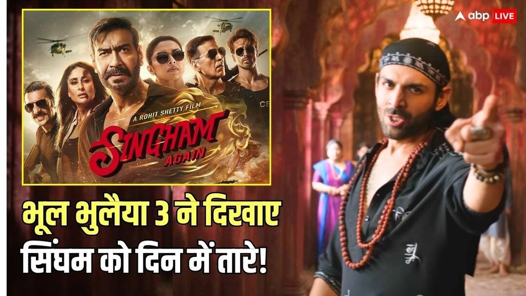 Bhool Bhulaiyaa 3 ने ओपनिंग डे पर Singham Again को दिखा दिए दिन में तारे, Box Office पर कार्तिक आर्यन ऐसे पड़े भारी! Bhool Bhulaiyaa 3 box office collection vs Singham Again Collection kartik aarayn film affected ajay devgn box office business Bhool Bhulaiyaa 3 ने ओपनिंग डे पर Singham Again को दिखा दिए दिन में तारे, Box Office पर कार्तिक आर्यन ऐसे पड़े भारी!