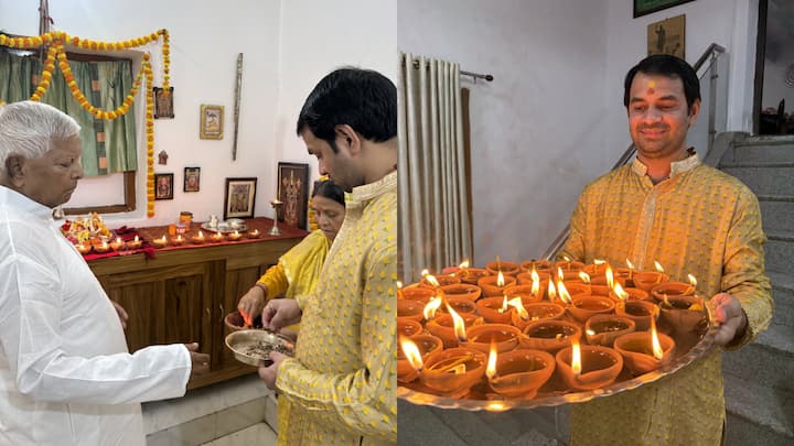 Diwali 2024: गुरुवार को देश भर में दिवाली की धूम रही. लोगों ने दीये जलाए और खुशियां मनाई. रंग-बिरंगी रोशनी से नजारा बेहद खूबसूरत दिखा. इस बीच लालू परिवार की ओर से भी दिवाली की तस्वीरें साझा की गई हैं.