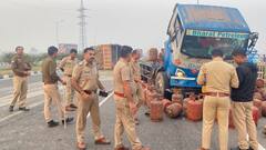 हरोदई: हाईवे पर घरेलू LPG सिलेंडरों से भरा ट्रक दूसरे ट्रक से भिड़ा, बड़ा हादसा होने से टला