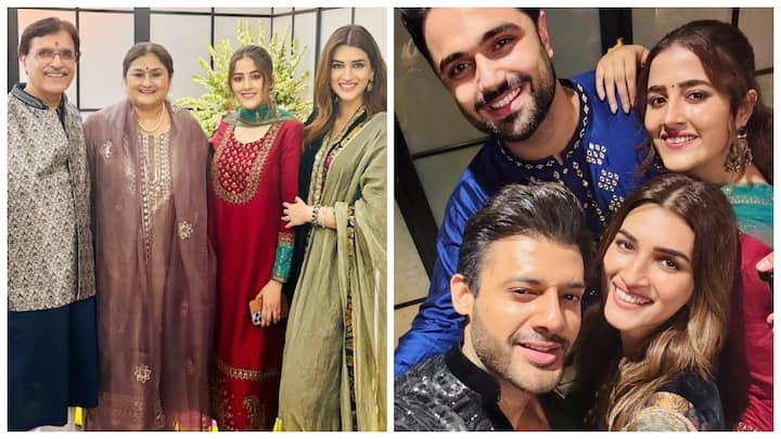 Kriti Sanon shares a festive Diwali post with her family and friends, sparking speculations about her relationship with Kabir Bahia.